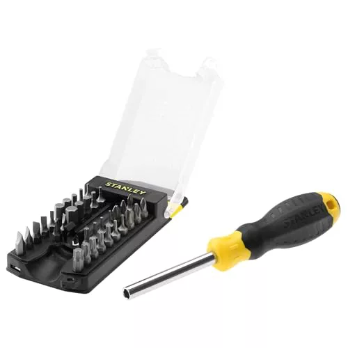 STANLEY STHT0-70885 Destornillador Multipuntas, Incluye 34 Puntas y Organizador de Puntas, Mango Bimaterial, Cabeza Magnética, Diseño Compacto y Portátil