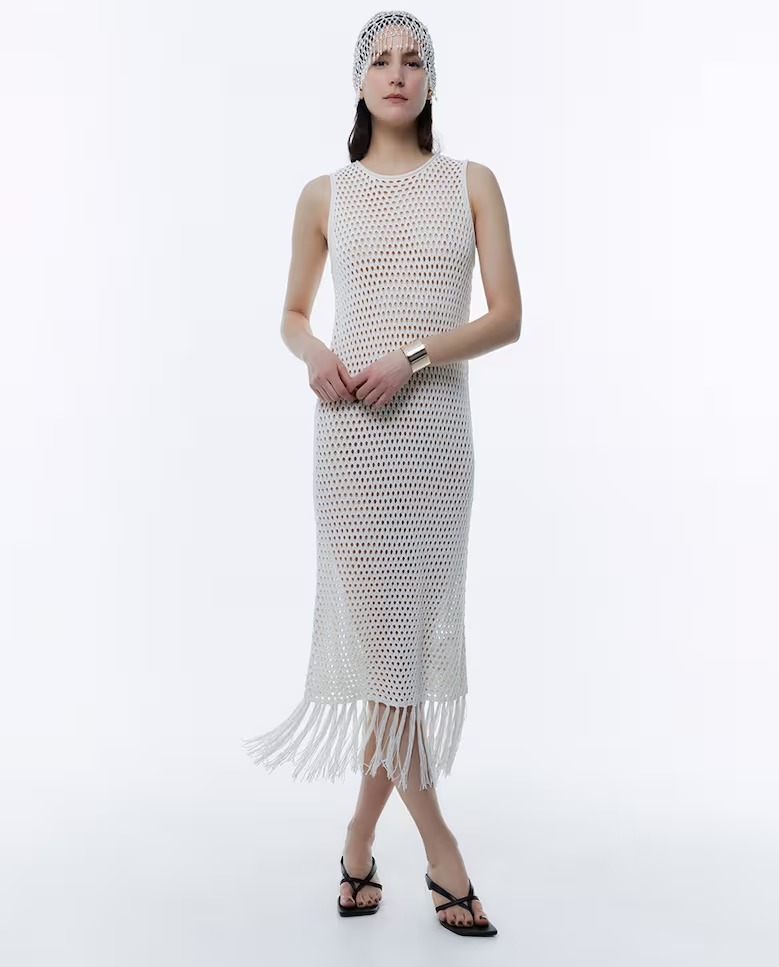 Vestido de red de flecos